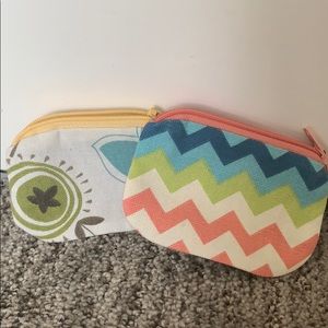 Mini coin purses with flower and zig zag patterns